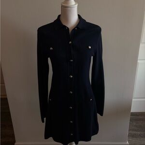 H&M Navy Long Sleeve Dress with Button Details